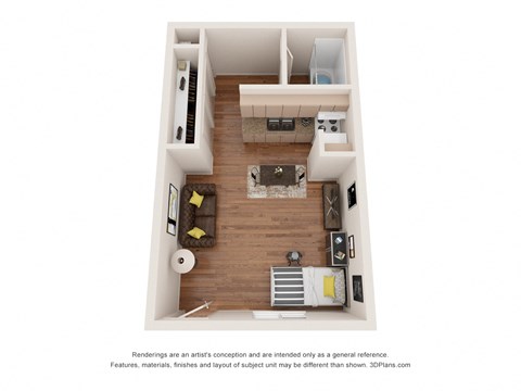 Floor plan for studio, 1 bath, 452 sqft